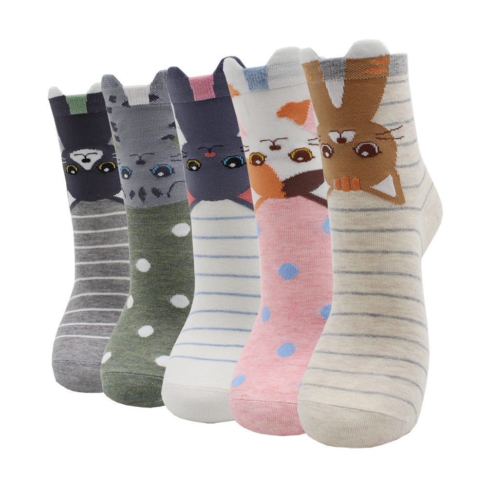 10 Pairs Fashion Colorful Kawaii Cute Cartoon Cotton Women Socks Harajuku Korean Halloween Cat Dog Owl Duck Fox Girl Socks