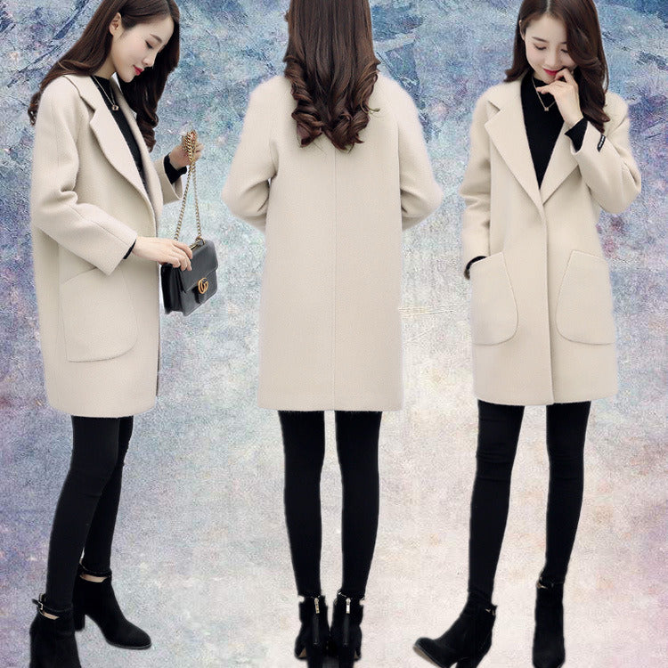 Fall and Winter New Women's Clothes Small Cocoon Wool Overcoat