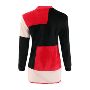 Featured autumn and winter tops Sexy round neck featuring colorblock long-sleeved tops