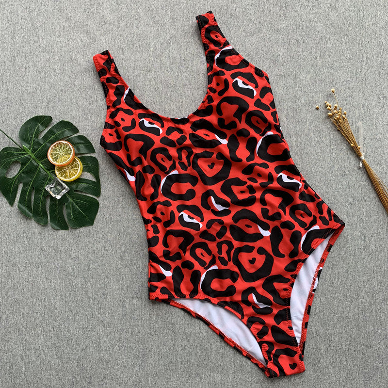 New Siamese Bikini Printed Swimsuit One-piece Open Back Swimsuit Bikini