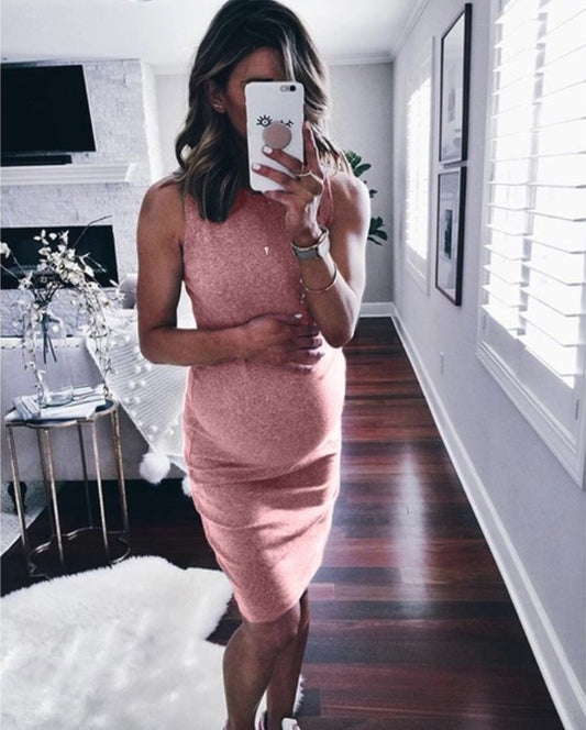 Sexy Maternity Dress Round Neck Pencil Skirt Dress