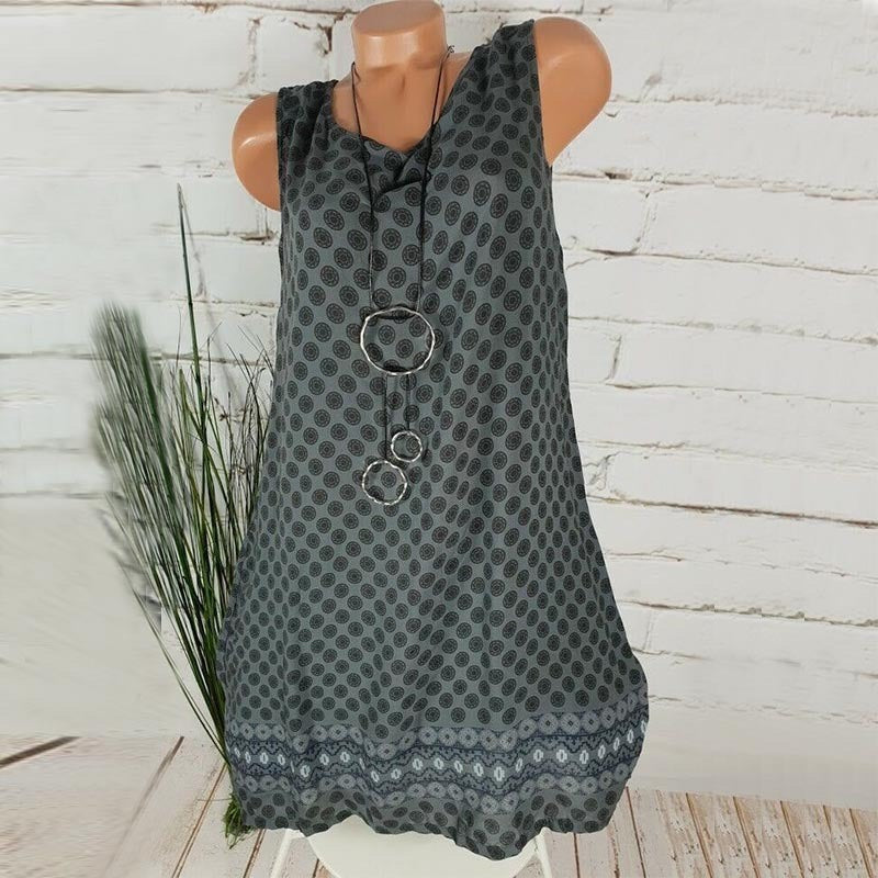 Dot Print Dress Long Skirt Sleeveless S-5XL