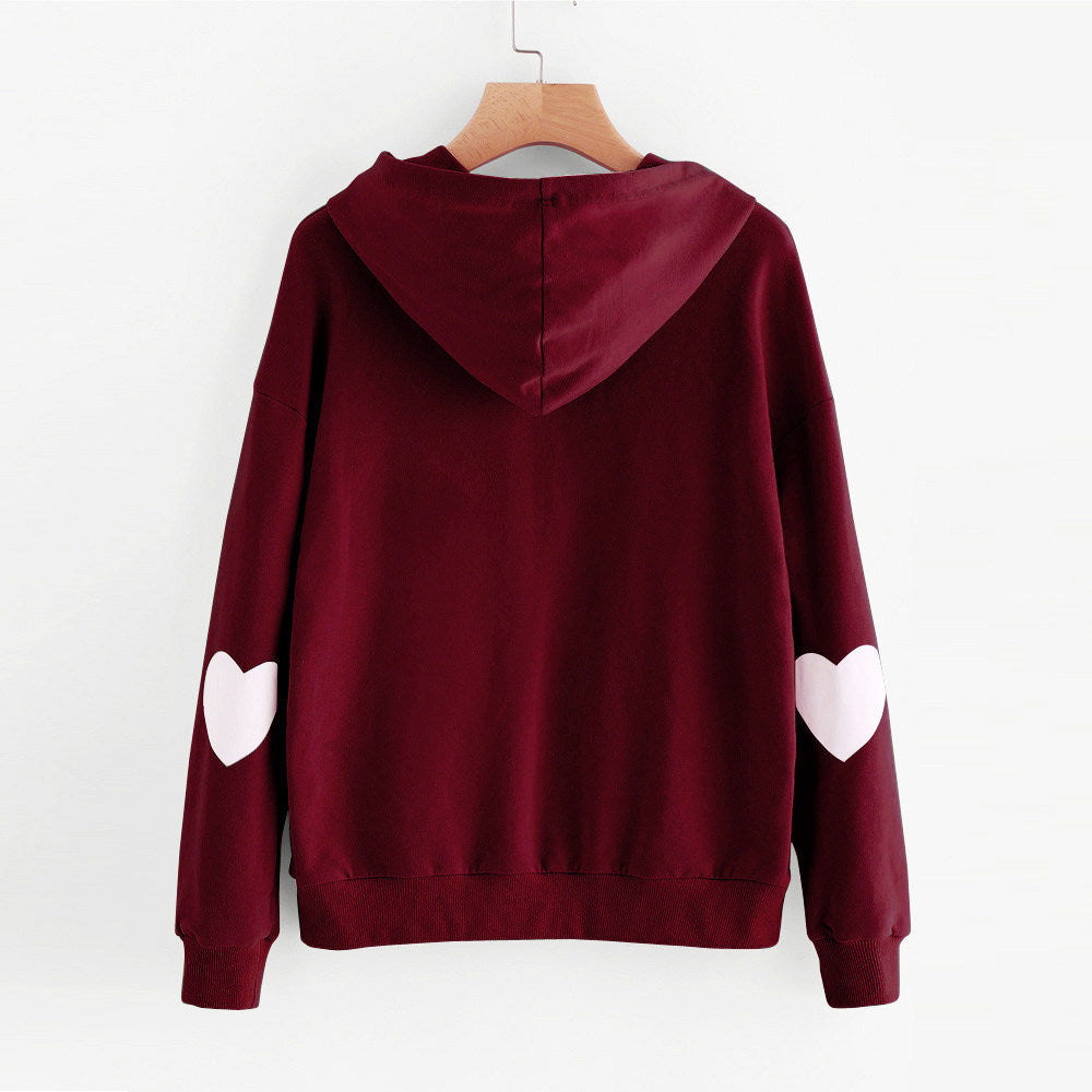 Autumn and winter new hooded long-sleeved loose printed sweater