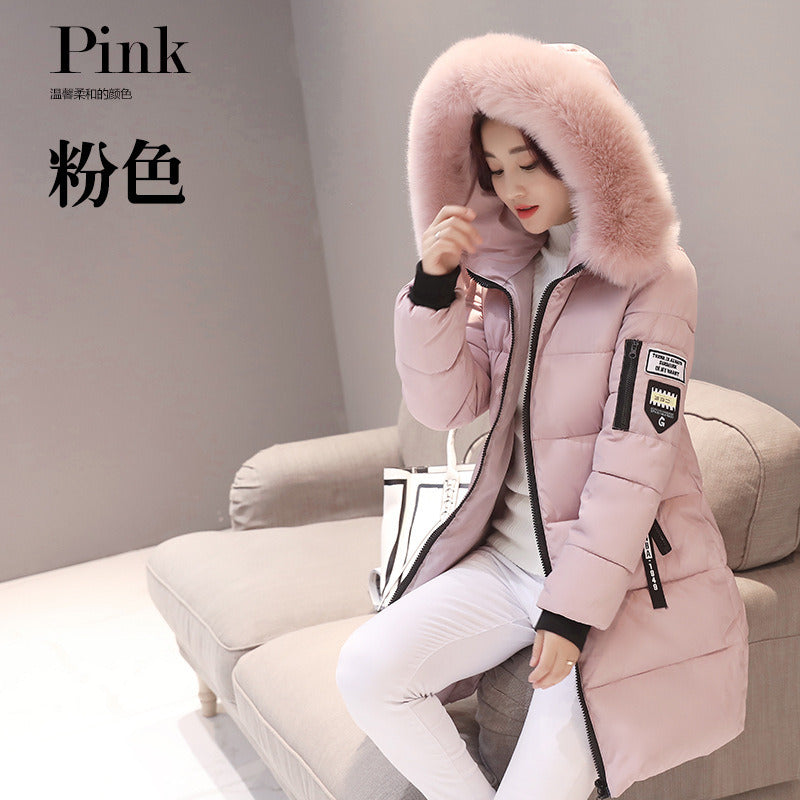 winter new women's long hooded zipper cotton clothing