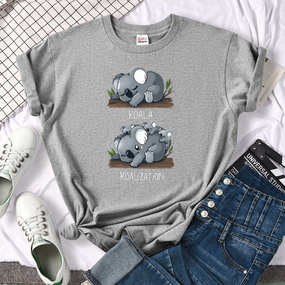 Cute T-Shirts Koala Have Baby Lovely Print T-shirts Womens Vintage Crewneck Women T Shirt Casual Style Short Sleeve Tops