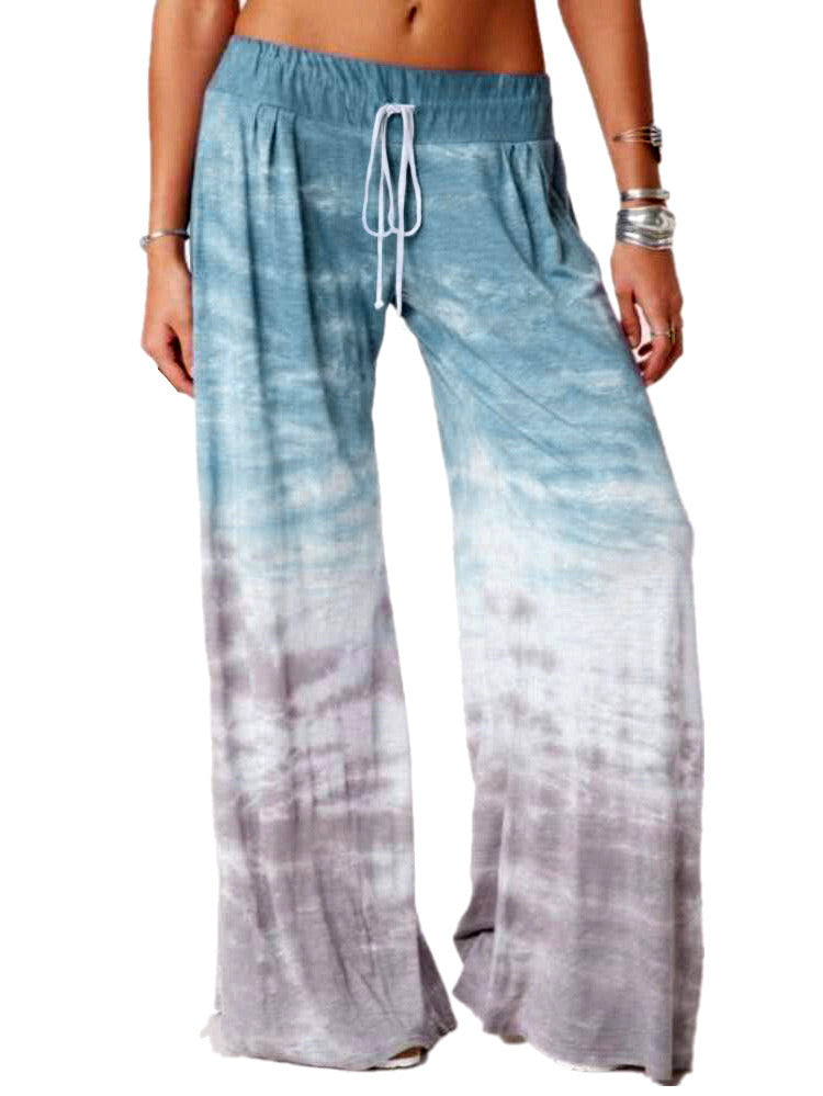 Women's Loose Gradient Printed Yoga Wide Leg Sports Pants