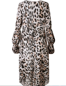 Hot Spring and Autumn Sexy Leopard Print Long Sleeve Irregular Women Dress