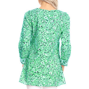 Autumn Women's V-neck Long Sleeve Split Large Size Print Top