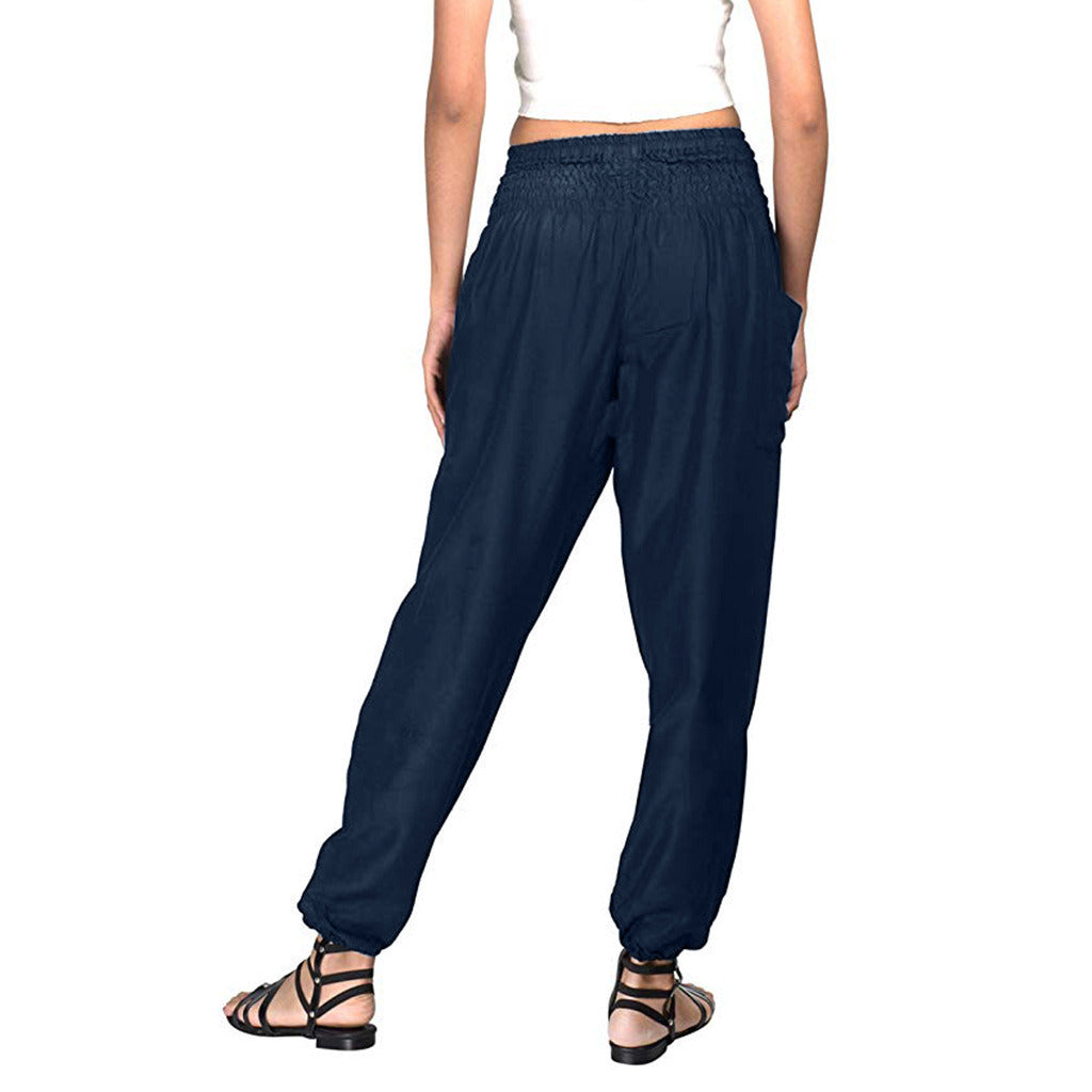 new women's pants elastic waist pants loose Halon casual pants