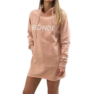 Hooded Sweater BLONDE Printed Pocket Dress Women's Clothing