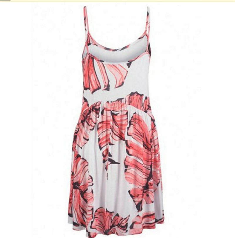 summer new women's thin section printed strap dress