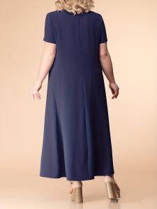 Plus Size Basic Dress; Women's Plus Plain Short Sleeve Pleated Round Neck Maxi Dress With Pockets