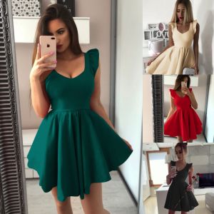 Spring Women's V-neck Large Skirt Skirt Ruffle Sleeve Dress