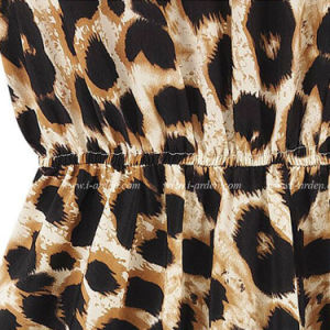 Nightclub Sexy Leopard Dress Sleeveless Round Neck Leopard Skirt