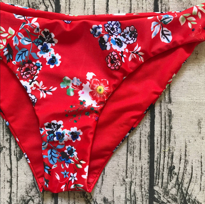 New Bikini Flower Print Swimsuit Ladies Split Swimsuit Beach Bikini