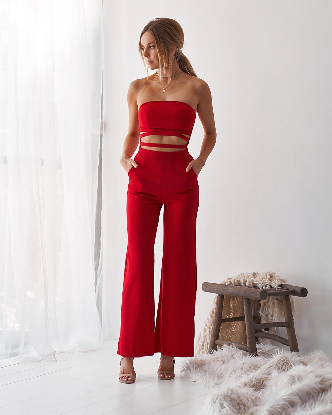 New Sexy Wrapped Chest Hollow Comfortable and Casual Jumpsuit