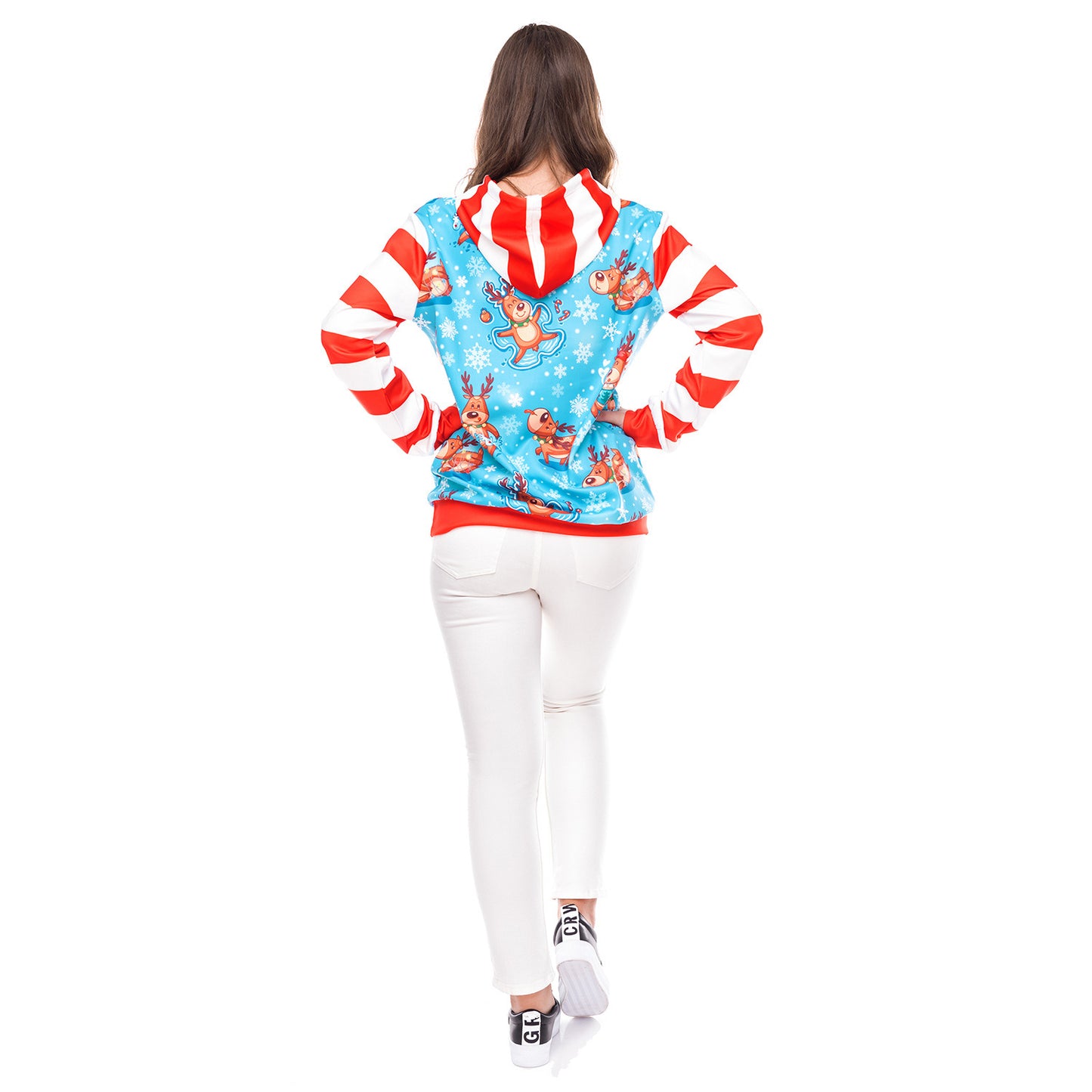 Christmas Costumes Loose Wild Clothes Elk Snowflake Print Women's Hooded Sweater