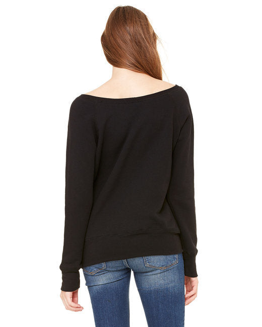 Ladies' Sponge Fleece Wide Neck Sweatshirt - DEEP HTHR/ BLACK - 2XL