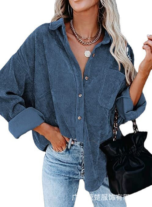 Women's Fall/Winter New Oversize Corduroy Loose Button Shirt