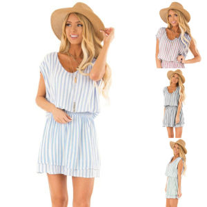 Hot Summer Women's Striped Skirt Waist Dress