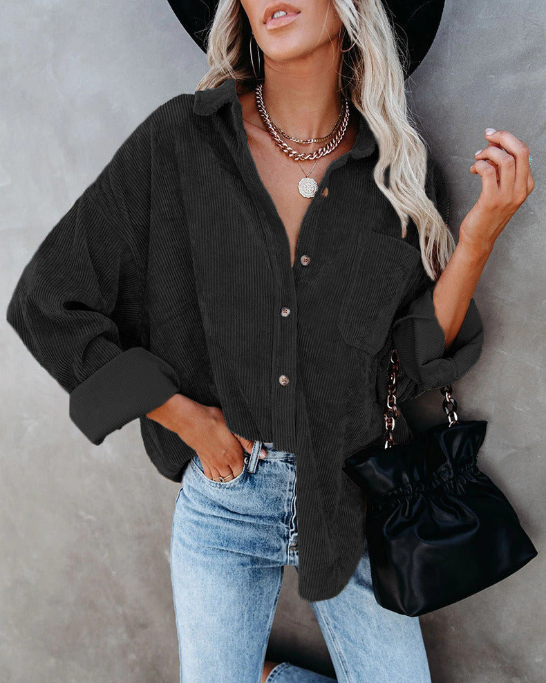 Women's Fall/Winter New Oversize Corduroy Loose Button Shirt