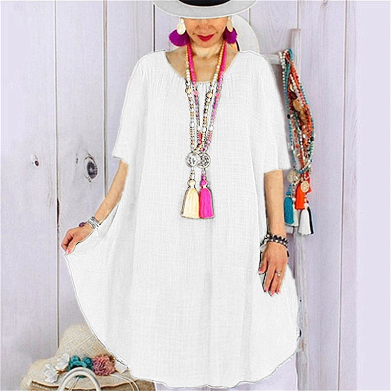 Autumn New Women's Loose Sleeves Irregular Dress