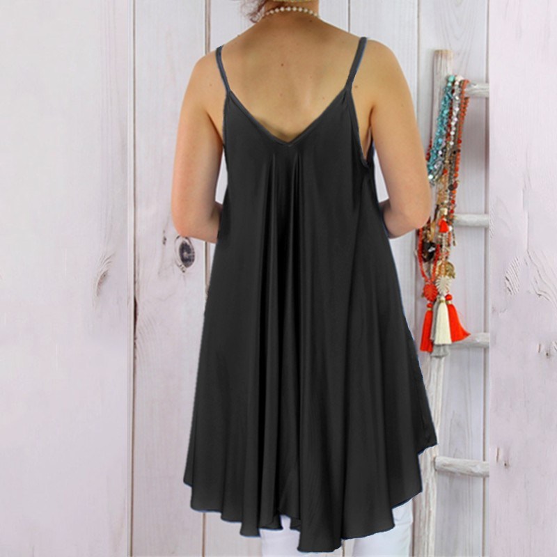 Summer Hot Sale Solid Color Sling Big Swing Women's Dress