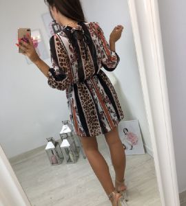 Women's Autumn High-neck Long Sleeve Printed Turtleneck Dress