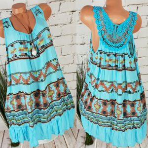 Summer Lace Backless Print Sleeveless Women's Dress