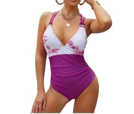 One Piece Swimsuit Tummy Control V Neck Bathing Suits