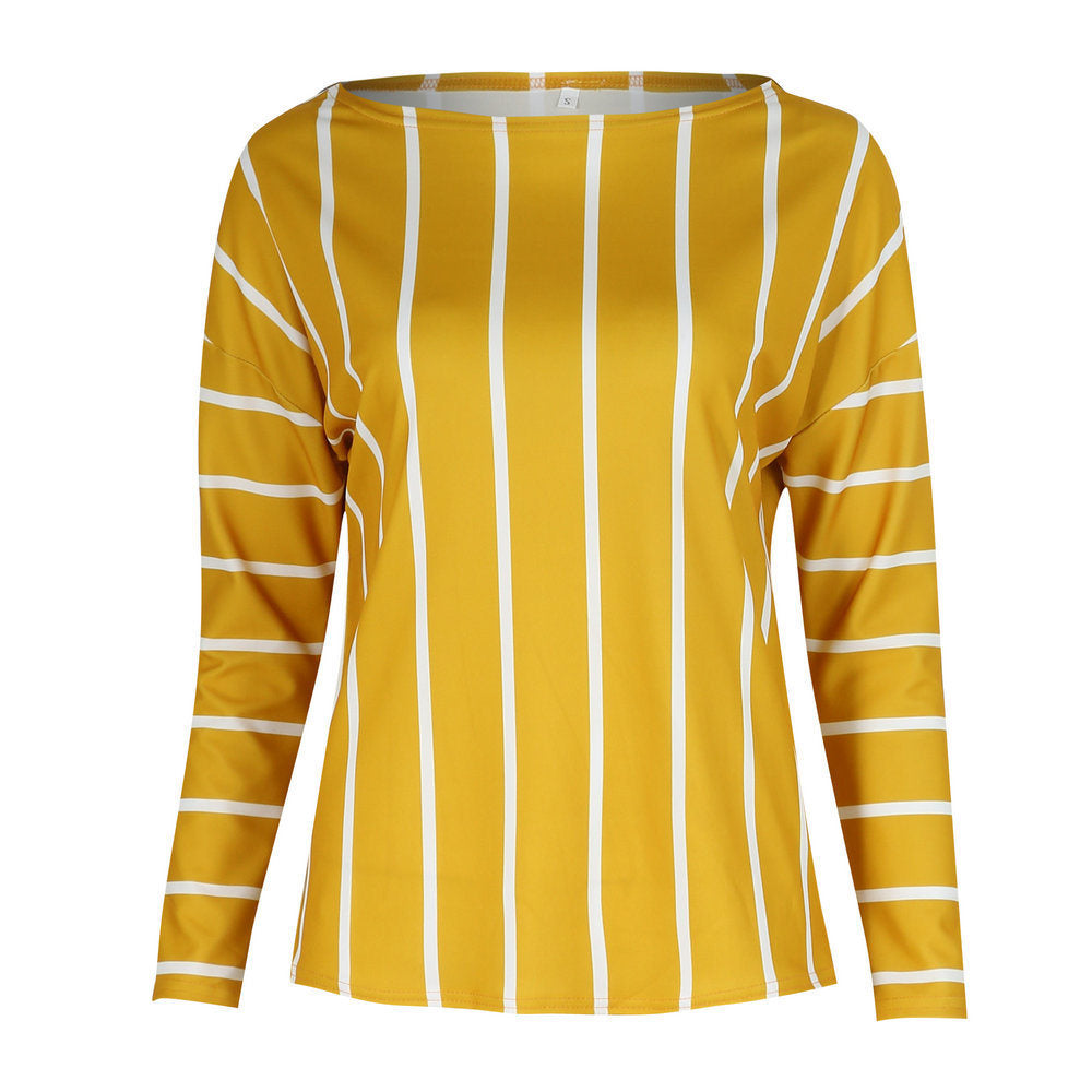 Autumn Hot Tops Sexy Striped Print Comfort Long Sleeve Tops