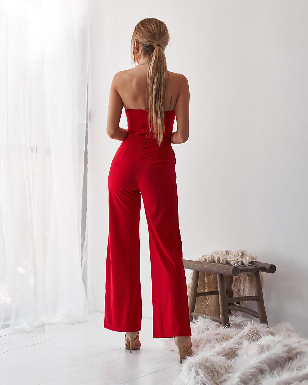 New Sexy Wrapped Chest Hollow Comfortable and Casual Jumpsuit