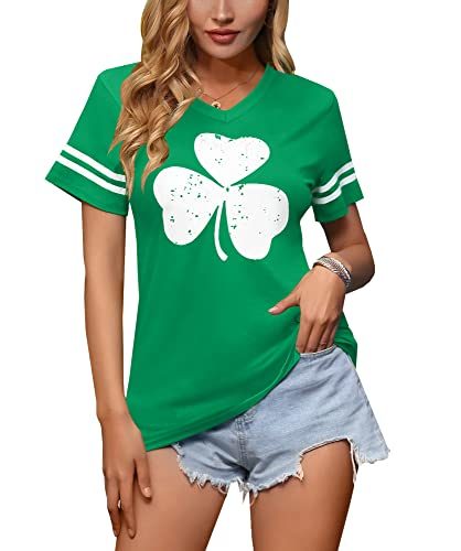 Spadehill St Patricks Day Women V-Neck Short Sleeve Summer T-Shirt