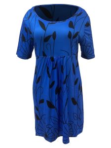 Plus Size Elegant Dress; Women's Plus Floral Print Short Sleeve Round Neck Medium Stretch Dress