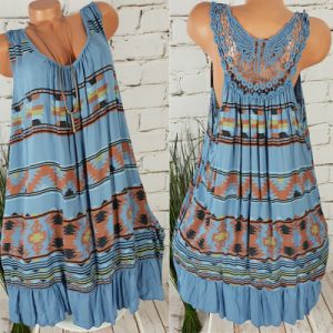 Summer Lace Backless Print Sleeveless Women's Dress