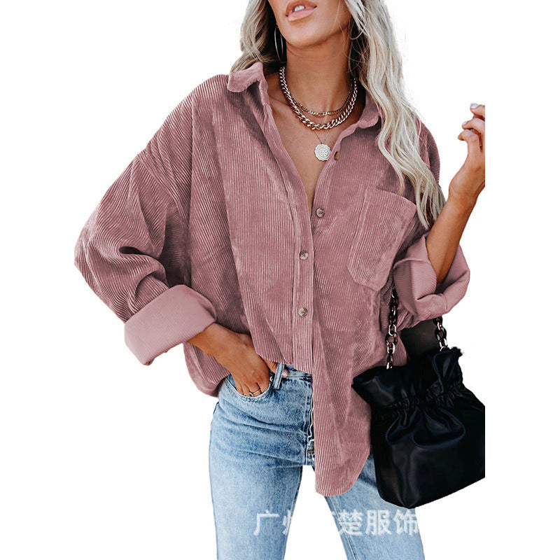 Women's Fall/Winter New Oversize Corduroy Loose Button Shirt