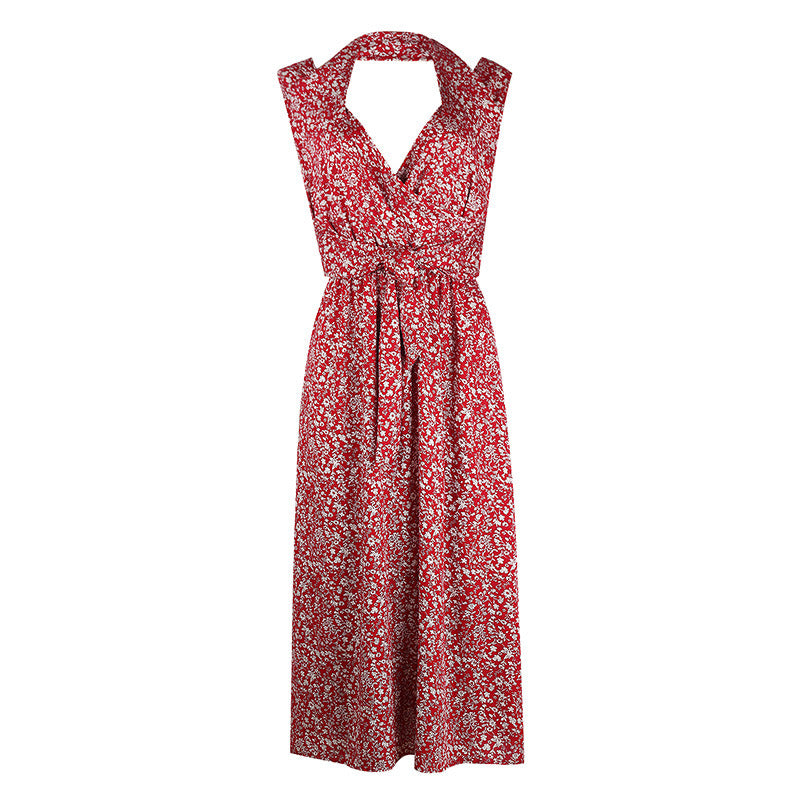 Summer New European and American Women's Sleeveless Floral Dress Dress