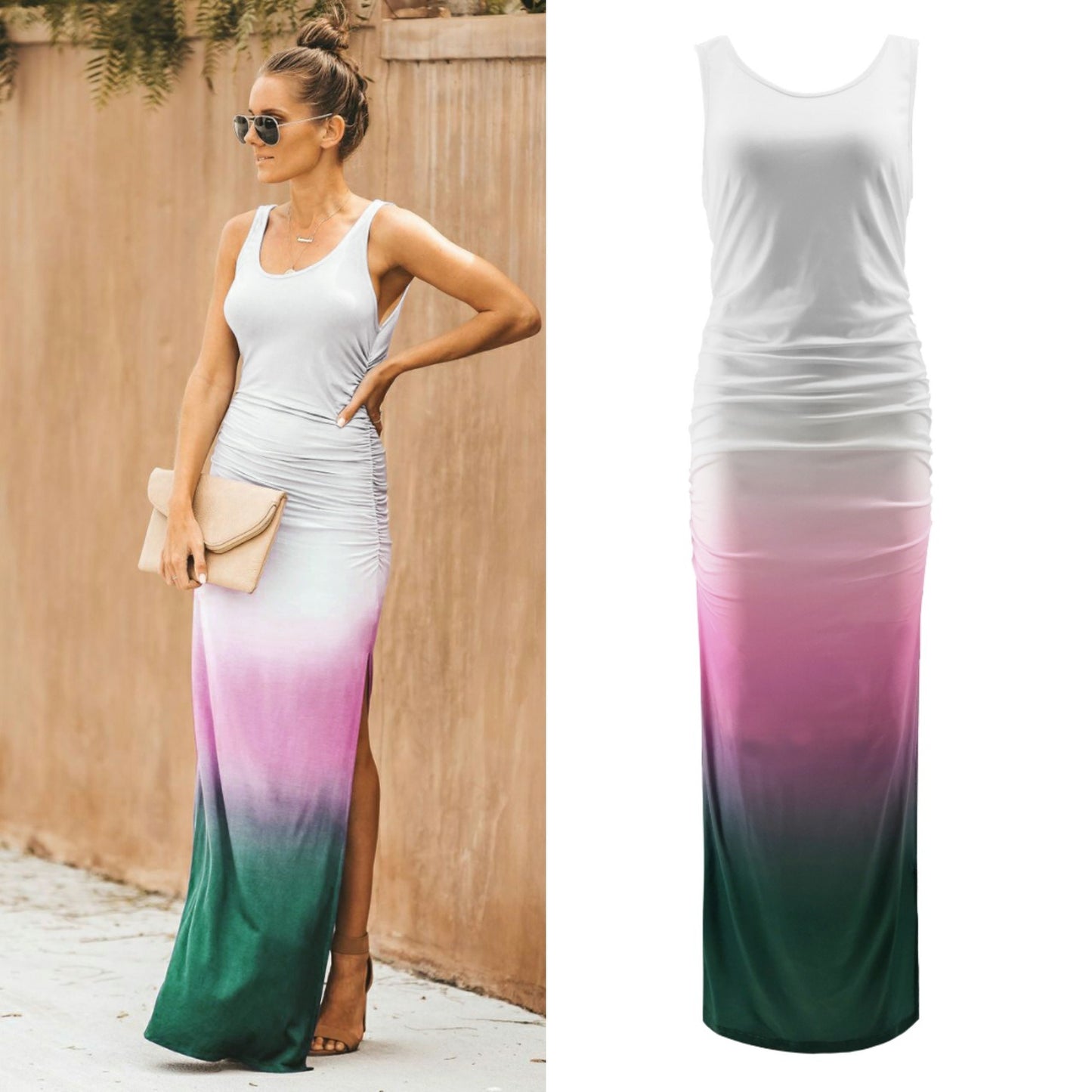 Women's Sleeveless Dress Gradient Split Dress