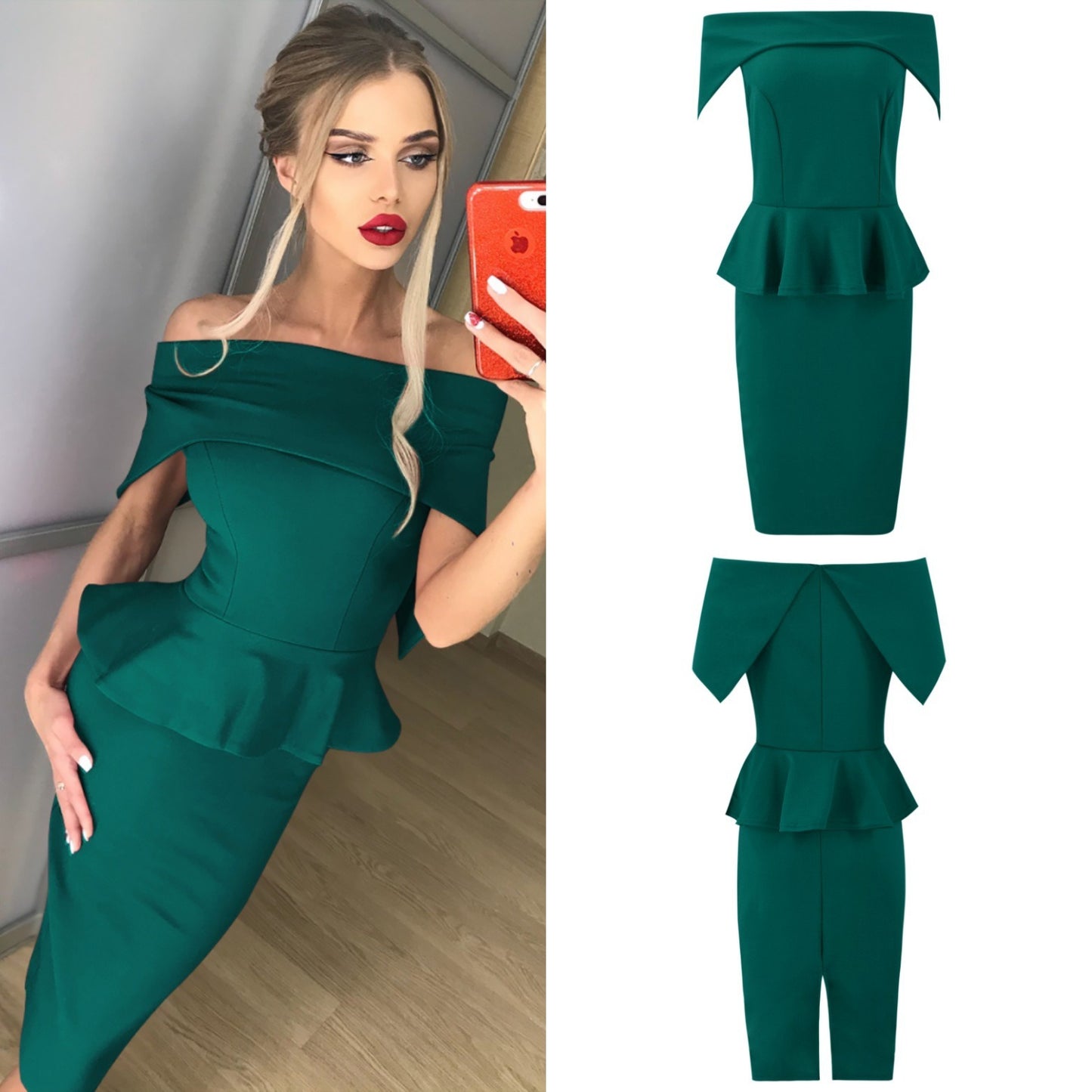 Best Selling Women's New Style Word Collar Off Shoulder Ruffled Long Dress