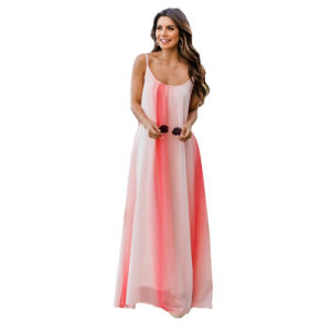 Women Sexy Gradient Chiffon Sling Beach Dress Smock Plus Size Maternity Summer Bluse Breathable Long Skirt Vacation Casual Cozy