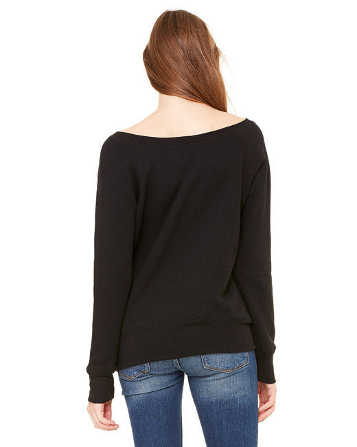 Ladies' Sponge Fleece Wide Neck Sweatshirt - DEEP HTHR/ BLACK - 2XL