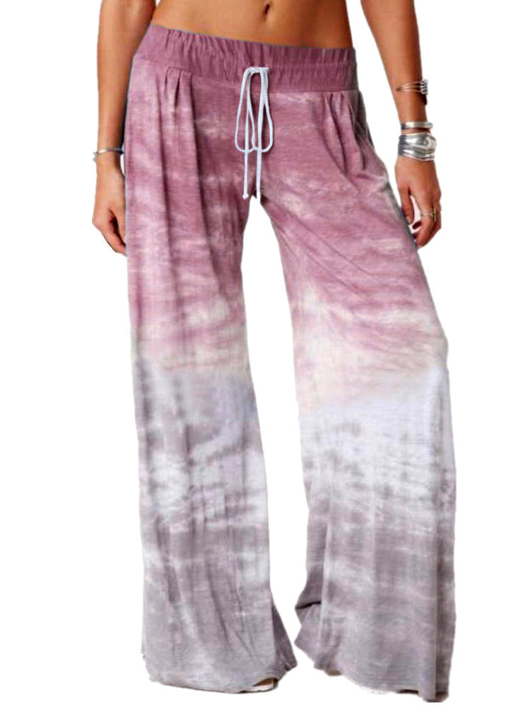 Women's Loose Gradient Printed Yoga Wide Leg Sports Pants