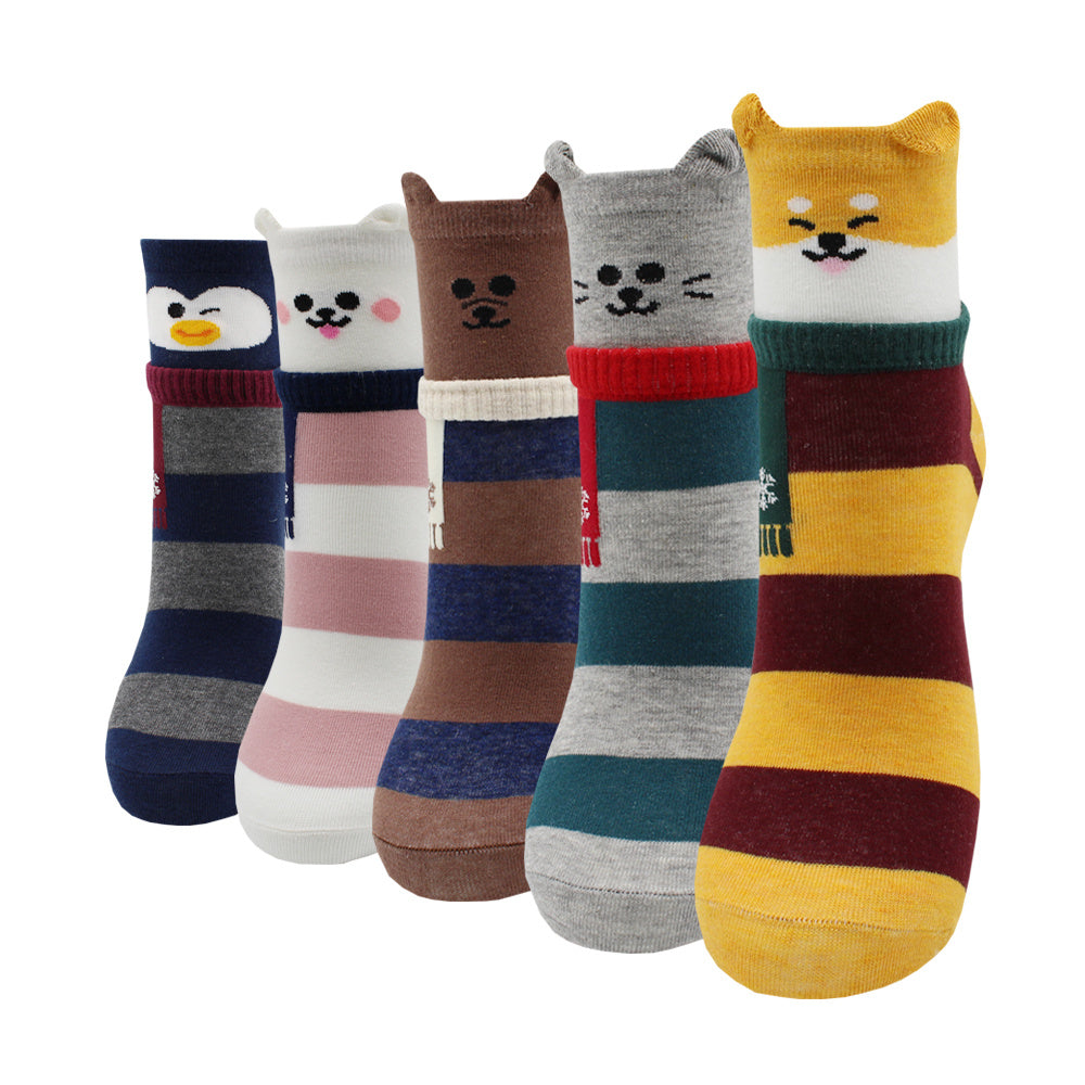 10 Pairs Fashion Colorful Kawaii Cute Cartoon Cotton Women Socks Harajuku Korean Halloween Cat Dog Owl Duck Fox Girl Socks